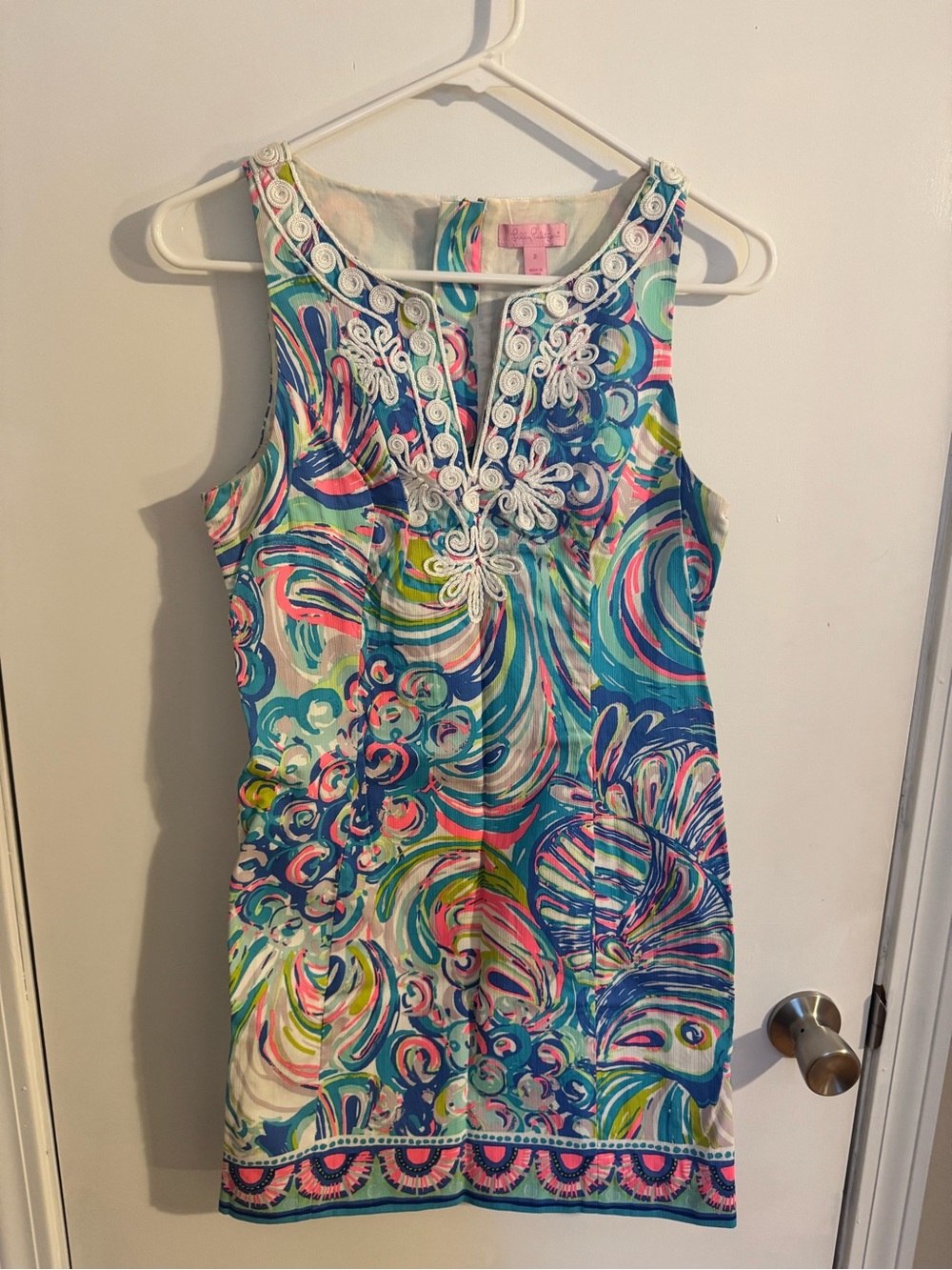 Lilly Pulitzer Multicolor Floral Print Dress with White Embroidered Trim